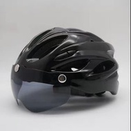 Bicycle Helmet with Glass 全黑色 單車頭盔 磁吸 風鏡 頭盔 單車帽 可調較鬆緊 單車 安全帽