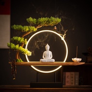 New Chinese Style Zen Tathagata Decorations Home Living Room Entrance Desktop Creative Light Circle 
