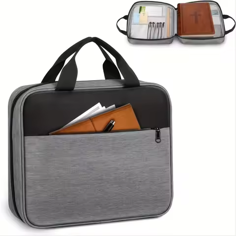 Bible Cover,Carrying Book Case Church Bag Bible Protective with Handle Zippered Pocket Tablet Handba