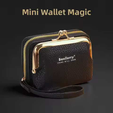 2024 New Women's PU Leather Mini Women's Wallet Wrist Strap Short Zero Wallet Coin Clip Bag Multi Ca
