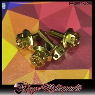 (SET/4PCS) HENG 4x12 MM BRAKE MASTER FLUID BOLTS FLOWER DESIGN GOLD STAINLESS NMAX / PCX / ADV