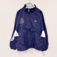 90年代ASICS全拉鍊尼龍夾克，復古款，藏藍色，L碼