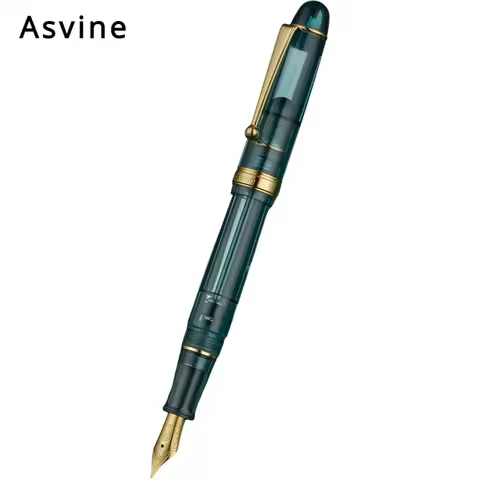 Asvine V126 Acrylic Stone Green Transparent Fountain Pen M/F Nib Luxury Elegant Calligraphy Pen Stat