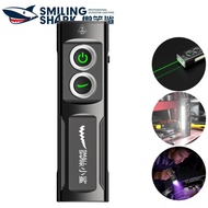 SmilingShark T02 Small Flashlight 3 IN 1 Green Laser Pointer with UV Purple Torch Light Magnetic COB