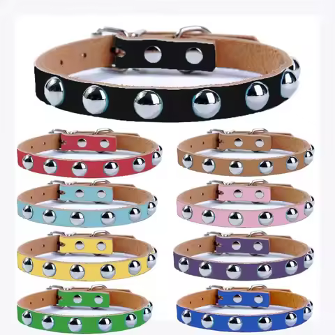Leather Punk Rivet Pet Dog Collar Puppy Dog Cat Collar rivet for small Dog Necklace Pets Product Col