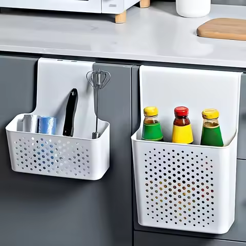 Kitchen Cabinet Door Interior Storage Shelf and Box, Hanging Hook Behind the Door, Kitchen Cabinet D