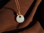 天然和田玉 和闐玉吊墜 公主扣平安扣吊墜 和田白玉平安扣項鏈