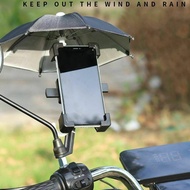 、‘】【； Motorcycle Bicycle Riding Mobile Phone Holder Sun Shade Mini Umbrella Portable Waterproof Locomotive Bracket Umbrella Decoration