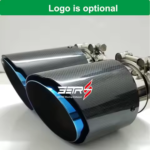 1Pc Blue Exhaust Pipe Glossy Fiber Carbon Car Modified Nozzles Tails Muffler Tips For BM 520i 523i 5