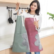 [Made In Japan] Stripe apron with side wipes are selected (gray and pink