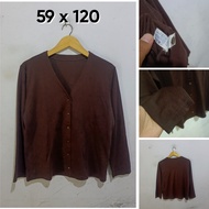 Brown V-Neck Cardigan Size L TopWanita H231