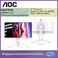 AOC AGON III PINK POWER AG273FXR 27" Premium Gaming Monitor IPS 144Hz FHD Ultra Narrow Border Refresh time 1ms FreeSync