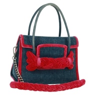 Miu Miu 鏈條單肩包 牛仔布 兩用 藍色 正品 170929V