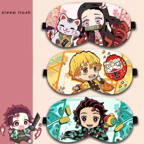 Anime Demon Slaye Peripheral Cartoon Eye Mask Kamado Tanjirou Ice Pack Blackout Sleep Eye Mask Adjus