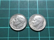 美國硬幣 錢幣！1971年、1972年10分！2枚合拍D記！⋯⋯P1630