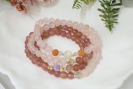 【108顆念珠系列】草莓晶+粉晶 念珠多圈手串