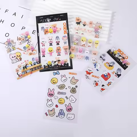 5pcs Stray Kids SKZOO Cute Cartoon Bang Chan Felix Character Stickers Peripheral Phone Luggage Lapto