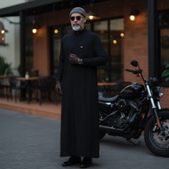Khaleed Apparel Fawaz Slimfit Robe for Adults Black Jubah for Men