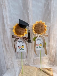 現貨 編織向日葵花束 畢業花束 謝師恩花束 編織花束 學士帽
