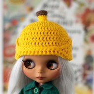 Banana hat for Blythe, Pullip doll, knitted cap, doll accessories, 娃娃针织衣服, 娃娃帽