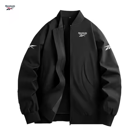 Reebok men's casual jacket, new spring-autumn collection, solid color design, comfortable zipper clo
