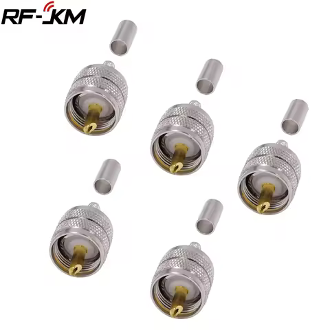 10PCS UHF PL259 Male plug Crimp RF Coaxial Connector for RG58 LMR195 RG400 RG142 LMR200 Cable
