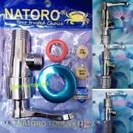 NATORO Steel Angle Stop Valve 15mm (1/2") for toilet bidet & Frexible Hose