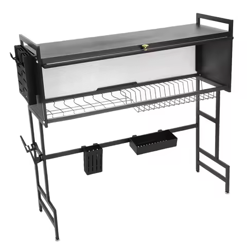 Kitchen Sink Rack Carbon Steel Space Saving 2 Tier Above Kitchen Sink Dish Drying Drainer Rack with 