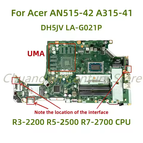 Suitable for Acer AN515-42 A315-41 laptop motherboard DH5JV LA-G021P with R3-2200 R7-2700 R5-2500 CP