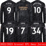 clu 22/23 Arsenal Away Football Jersey Long Sleeve Tshirts Pepe Saka Smith Rowe Jesus Xhaka Sweatshi