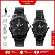 NEW Master Polo Watch Men Women Couple Set Black Stainless Steel Waterproof Premium Jam Tangan Lelak