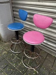 高腳椅2張一組  #古董#收藏#椅子#高腳椅#粉紅#藍