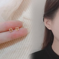 1 Pair Korean Simple Style Windmill Design Gold S925 Silver Crystal Diamond Earrings Women Fashion Earring Stud