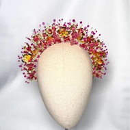 Wedding crown, canika model, fuchsia mix gold color
