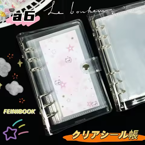 1Pc A6 Transparent Planner, Transparent Single-Ring Soft Cover Binder, Transparent Sticker Book, DIY