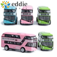 26EDIE1 Diecast Cars Toy Toddlers Child 1:43 Doors Open Close Toy Vehicles City Tourist Car Educational Toys FLashing With Music Double Decker Bus