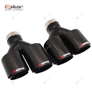Akrapovic Car Carbon Fiber Glossy Muffler Tip Y Shape Double Exit Exhaust Pipe Mufflers Universal Stainless Black