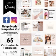[65 Canva Templates] Beige Nude 2.0 minimalist templates for Instagram & Facebook-for small business