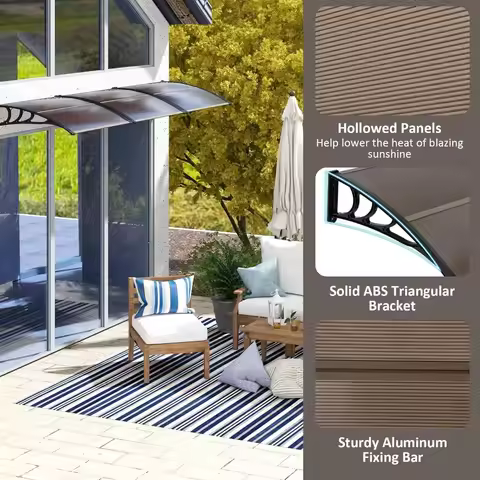 Awnings for Doors, 48 x 40 Window Awning with Rain Snow Sunlight UV Protection, UPF 50+, Hollow Shee