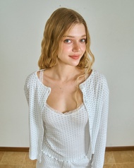 - Balletbové - FREESIA Ribbed Cardigan 100% Combed Cotton with Heart Pattern เสื้อคาร์ดิแกนแขนยาวฉลุ