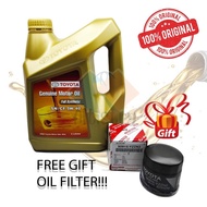 ORIGINAL TOYOTA FULLY SYNTHETIC SN/CF 5W-40 GENUINE MOTOR OIL 4 LITRES COMPLETE WITH "FREE GIFT" OIL