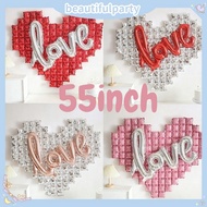 Hot selling 55 inch checkered heart-shaped aluminum foil balloon birthday party background wall deco
