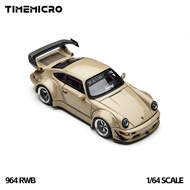 TM 1/64 Porsche 911 RWB 964 Beige Alloy Diecast Car Model Toy Birthday Gift