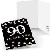 Adult 90th Birthday - Gold - Birthday Party Thank You Cards (8 count)