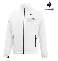 【LE COQ SPORTIF GOLF】男款白色科技棉防潑水彈性隱藏式連帽外套-XL