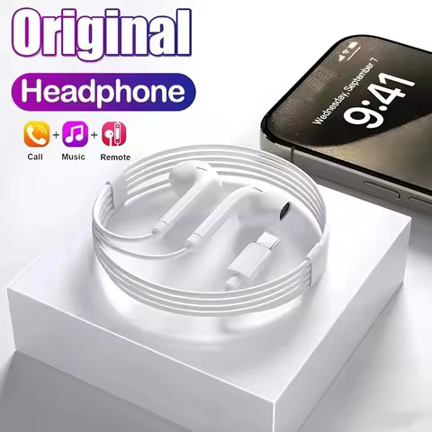 Wired Headphones HiFi Surround Sound Type USB C Earphones 3.5mm With Mic Headset For Xiaomi Samsung 