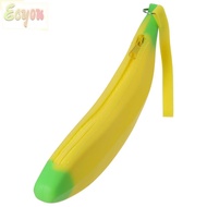 ECYOU Banana Zero Wallet, Banana Shape Yellow Silicone Pen Bag, Multifunctional Silicone 2.36*7.87 I