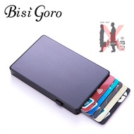 [Cc wallet] BISI GORO Customized Name Anti-theft Aluminum Single Box Smart Wallet Slim RFID Clutch Pop-up Push Button Card Holder Cards Case