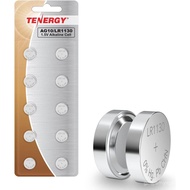 Tenergy AG10 LR1130 Button Cell Batteries, 1.5V AG10 Battery for Watches, Calculators, Lasers, and M