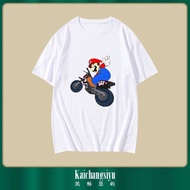 Super Mario Cartoon Game Peripheral Short Sleeved T-Shirt Pure Milk silk T-Shirt With Half Cut Sleev